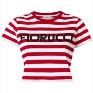 Fiorucci red and white striped crop tee-shirt